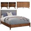 Home Square 4 Piece Set with Small TV Console Queen Panel Bed & 2 Nightstands