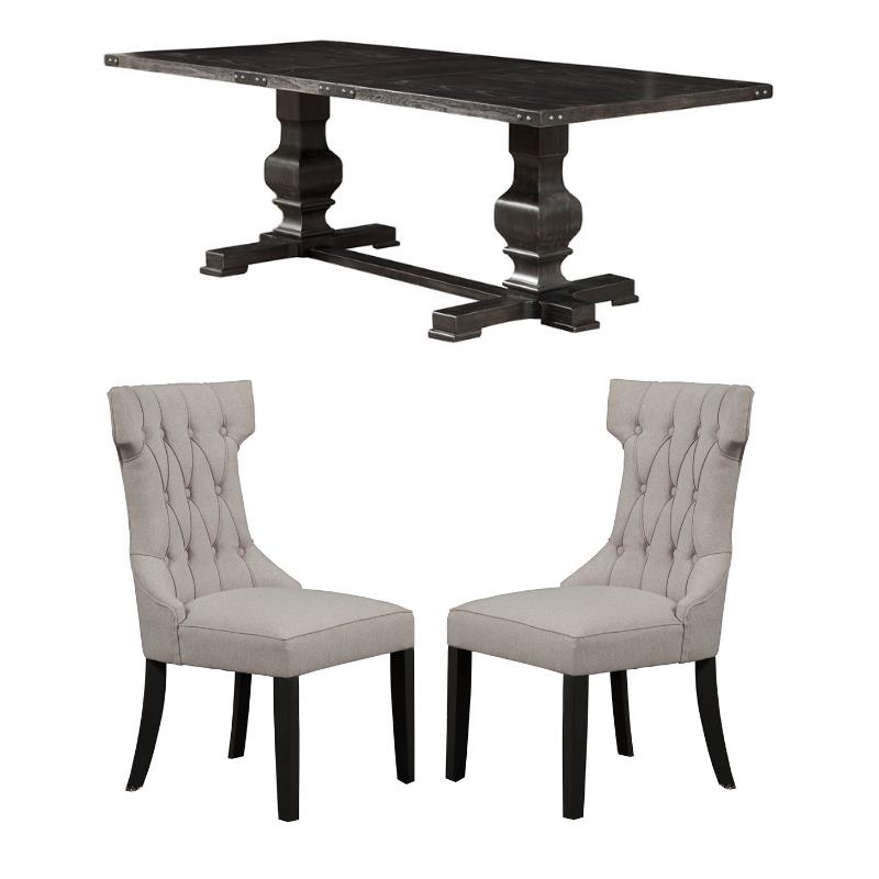 Home Square 3 Piece Furniture Set with Dining Table and Dining Side Chairs