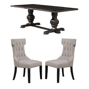 Home Square 3 Piece Furniture Set with Dining Table and Dining Side Chairs