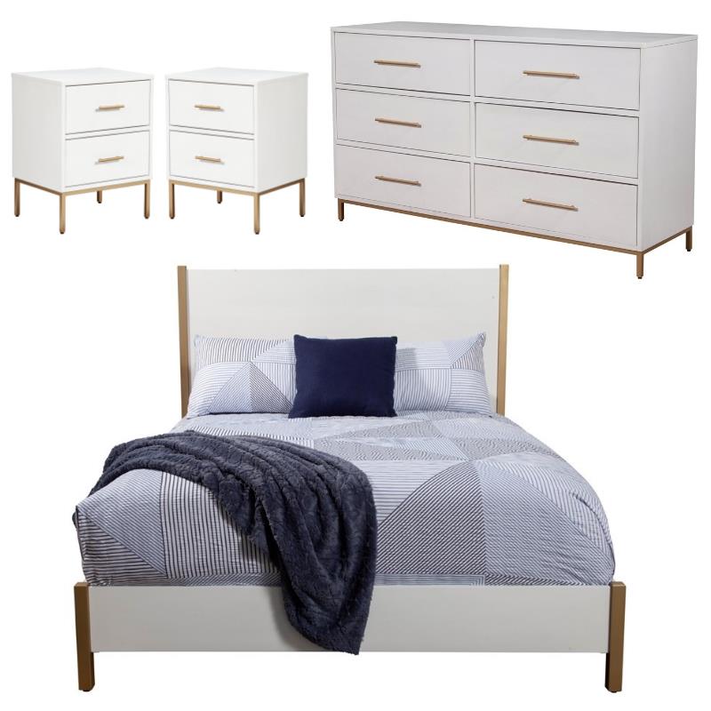 Home Square 4 Piece Set with Nightstand Dresser & Standard King Panel Bed