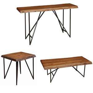 Home Square 3 Piece Set with Cocktail Table Lamp Table and Console Table