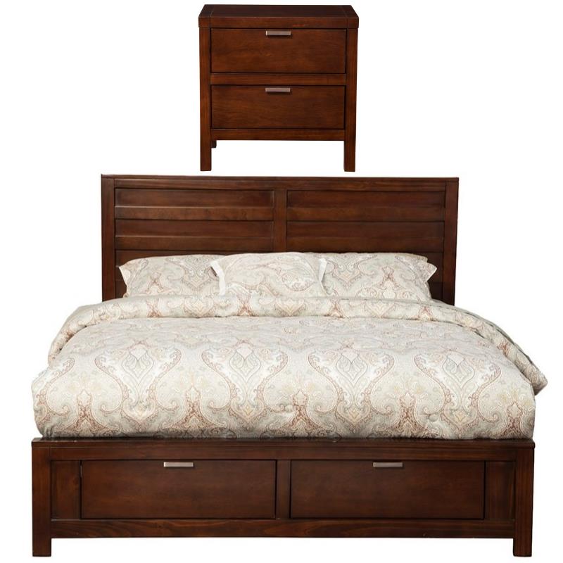 Home Square 3 Piece Furniture Set with Nightstand and Full Size Storage Bed