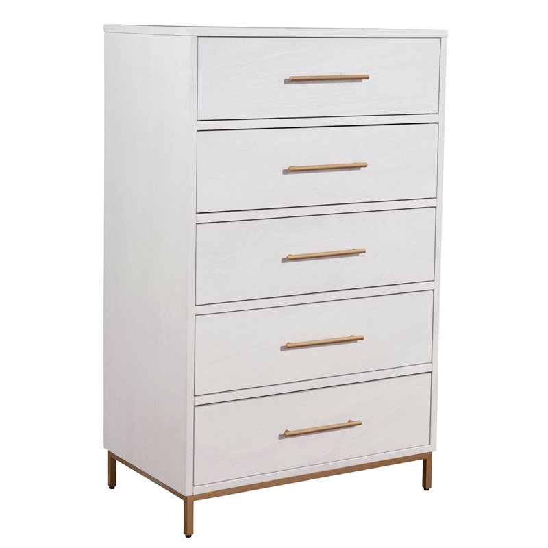 Home Square 4 Piece Set with Nightstand Chest and Queen Platform Bed in White