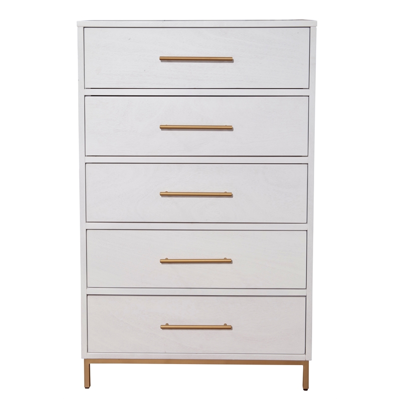 Home Square 4 Piece Set with Nightstand Chest and Queen Platform Bed in White