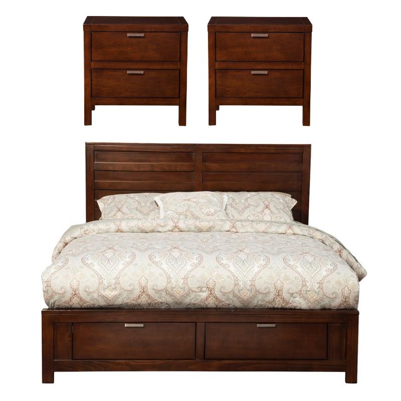 Home Square 3 Piece Set with Nightstand and California King Storage Bed