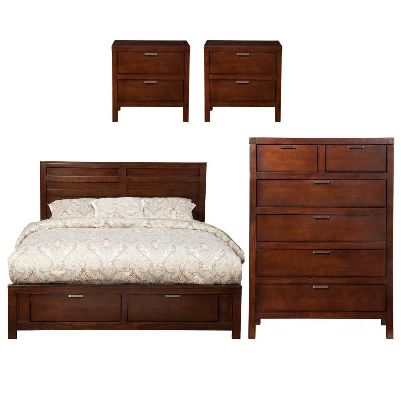 Home Square 4 Piece Set with Nightstand Queen Storage Bed & Chest