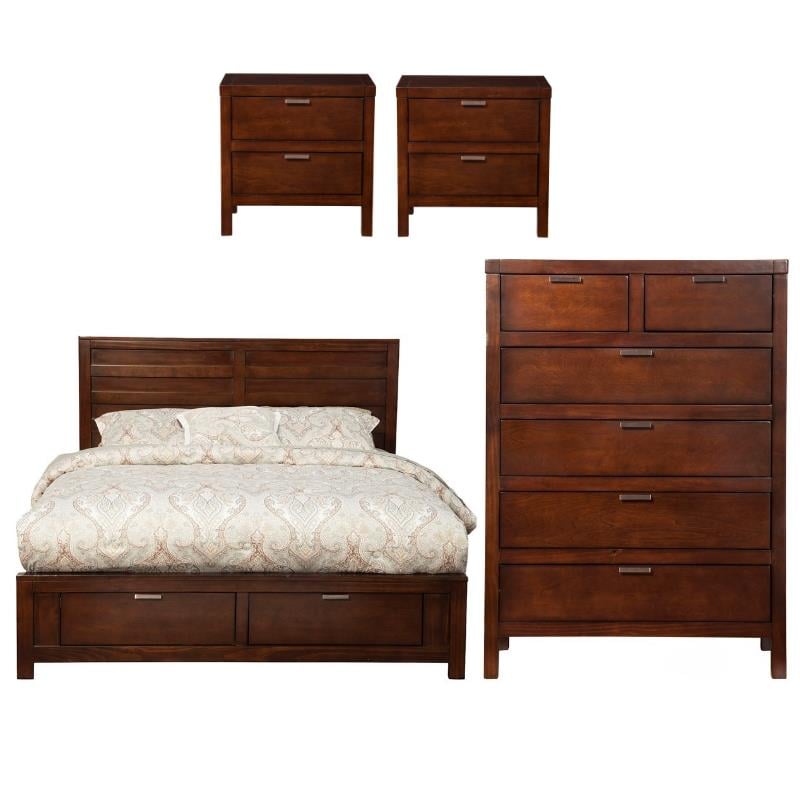 Home Square 4 Piece Set with Nightstand Eastern King Storage Bed & Chest
