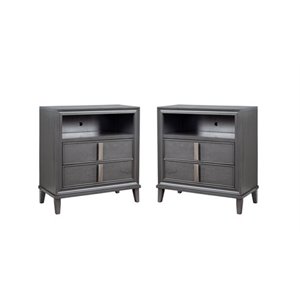 Home Square 2 Piece Furniture Set with Wood TV Media Chest in Dark Gray