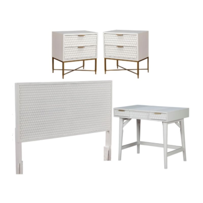 Home Square 4 Piece Set with Nightstand Standard King Headboard & Bedroom Vanity
