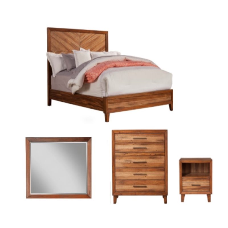 Home Square 4 Piece Set with Nightstand Chest Mirror & Standard King Bed
