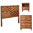 Home Square 3 Piece Set with Nightstand Multifunction Chest Queen Wood Headboard