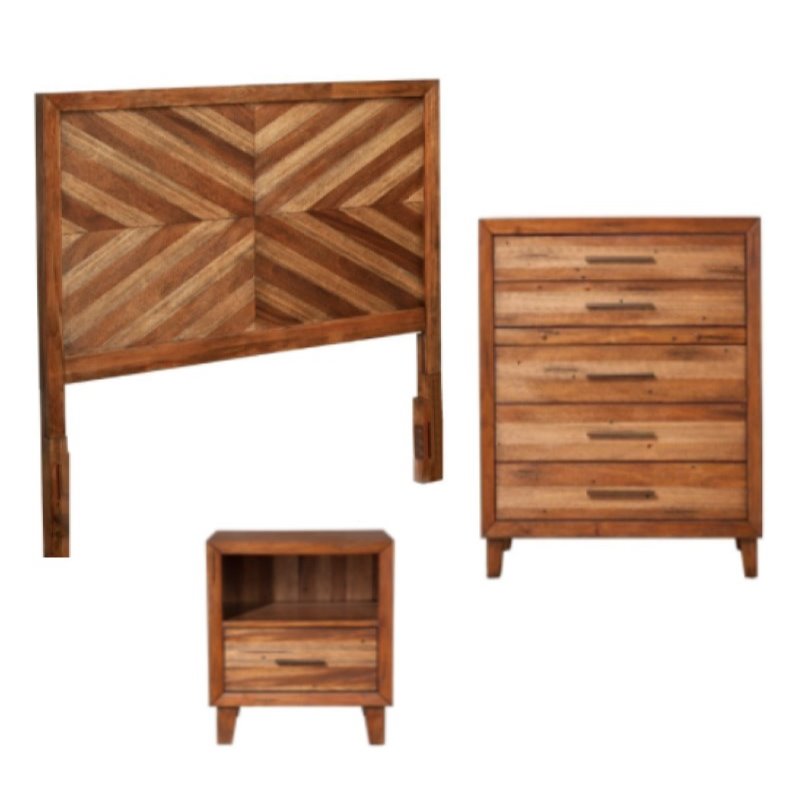 Home Square 3 Piece Set with Nightstand Chest & Standard King Headboard