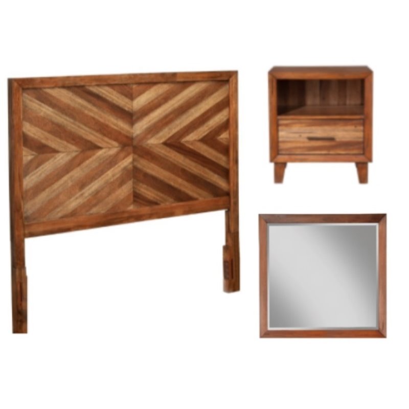 Home Square 3 Piece Set with Nightstand Mirror & Standard King Headboard