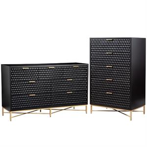 Home Square 2 Piece Set with 7-Drawer Dresser and 5-Drawer Chest in Black