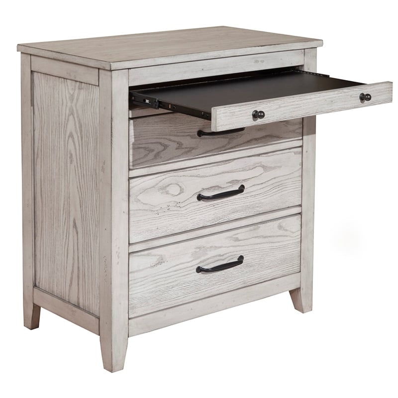 Home Square 2 Piece Set with 3-Drawer Nightstand in Weathered Light Gray