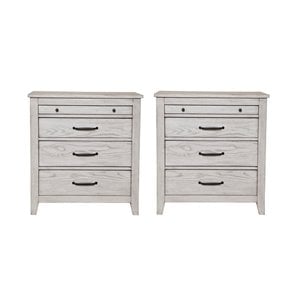 Home Square 2 Piece Set with 3-Drawer Nightstand in Weathered Light Gray