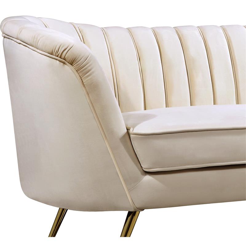 Home Square 3-Piece Set with Accent Chair Chaise and Loveseat in Cream and Gold