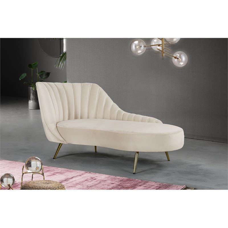 Home Square 3-Piece Set with Accent Chair Chaise and Sofa in Cream and Gold