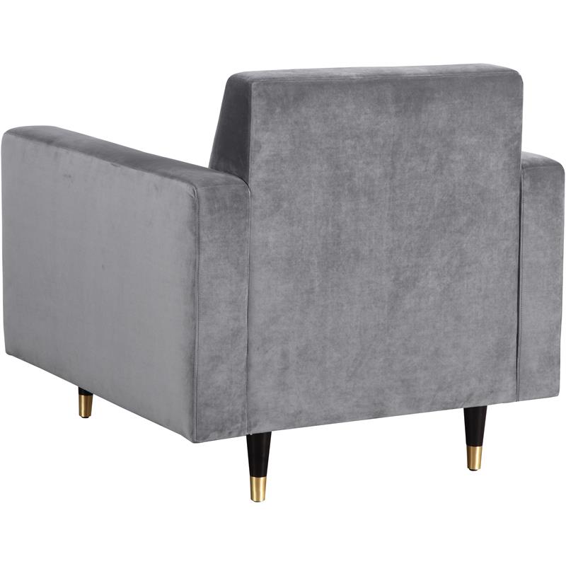 Home Square 2-Piece Set with Velvet Accent Chair & Contemporary Loveseat in Gray