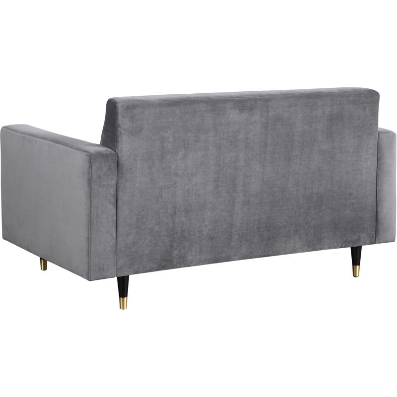 Home Square 2-Piece Set with Velvet Accent Chair & Contemporary Loveseat in Gray