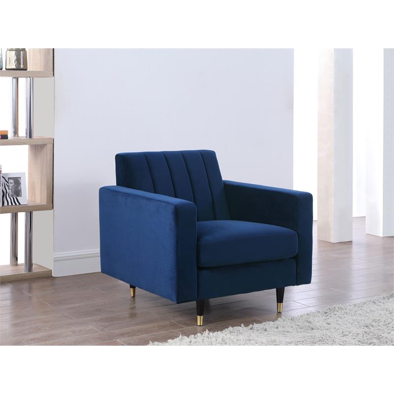 Home Square 2-Piece Set with Velvet Accent Chair and Loveseat in Navy