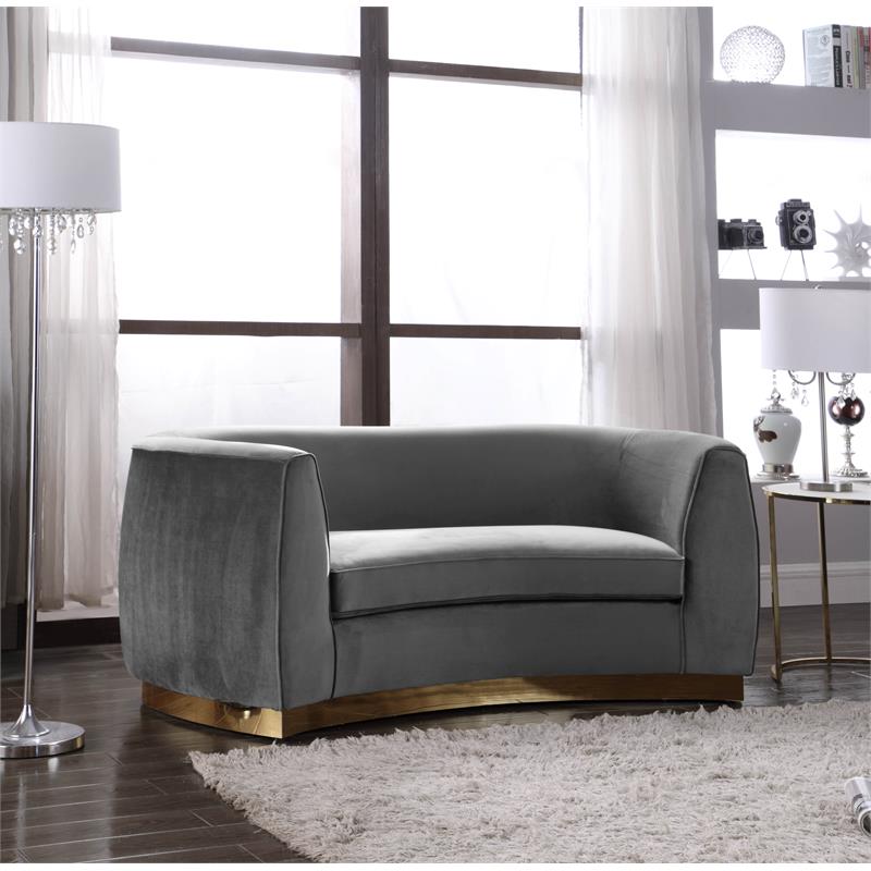 Home Square 2-Piece Furniture Set with Accent Chair & Loveseat in Gray and Gold