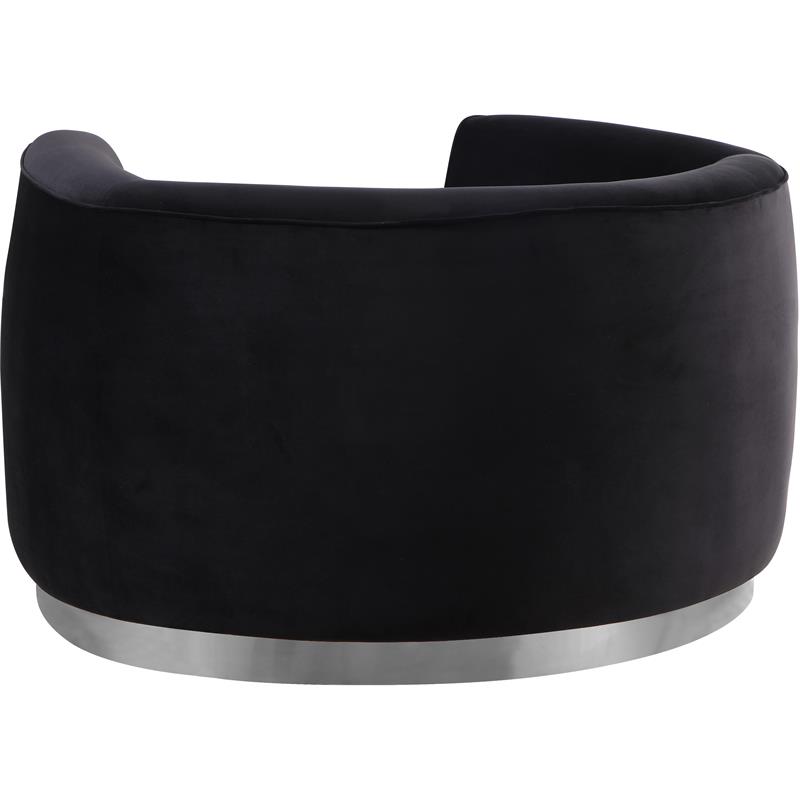 Home Square 2-Piece Set with Velvet Accent Chair and Chaise in Black and Chrome