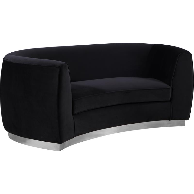 Home Square 2-Piece Set with Accent Chair and Loveseat in Black and Chrome
