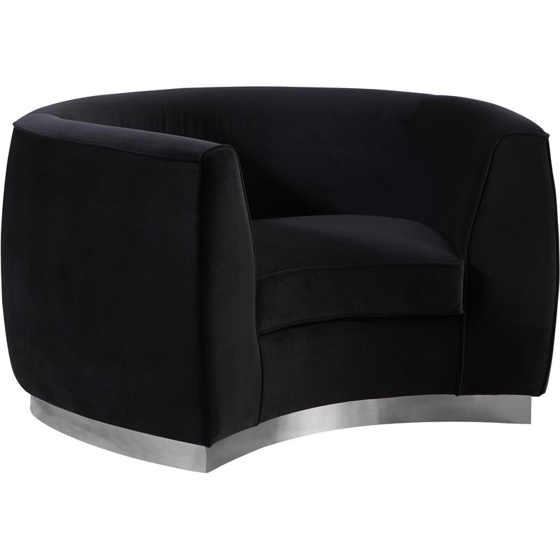 Home Square 3-Piece Set with Accent Chair Chaise & Loveseat in Black and Chrome