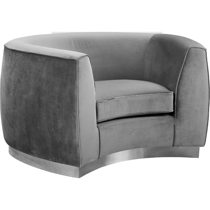 Home Square 2-Piece Set with Velvet Accent Chair and Chaise in Gray and Chrome