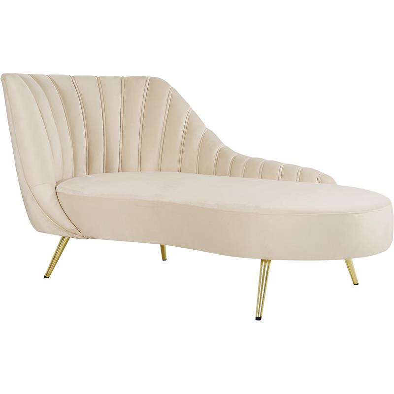 Home Square 2-Piece Set with Accent Chair and Chaise in Cream and Gold