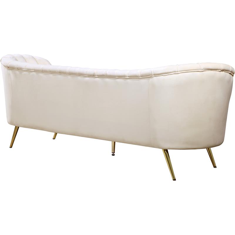 Home Square 2-Piece Furniture Set with Velvet Loveseat and Sofa in Cream