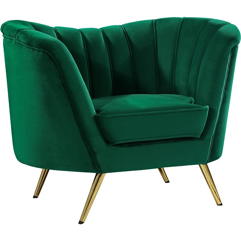Home Square 2-Piece Set with Accent Chair and Chaise in Green and Gold
