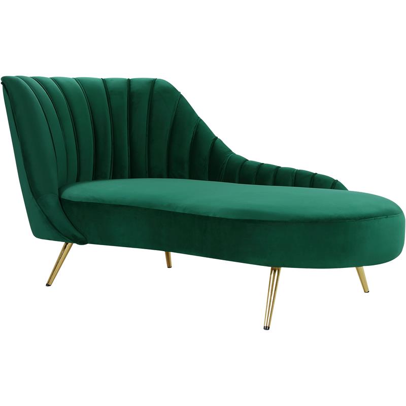Home Square 2-Piece Set with Accent Chair and Chaise in Green and Gold