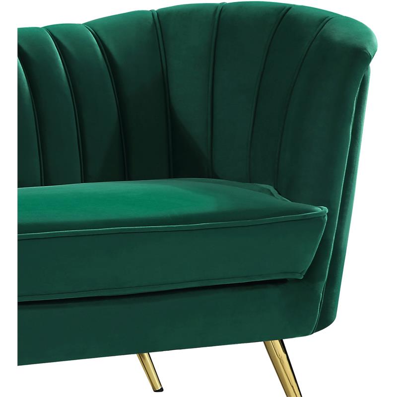 Home Square 2-Piece Set with Accent Chair and Chaise in Green and Gold