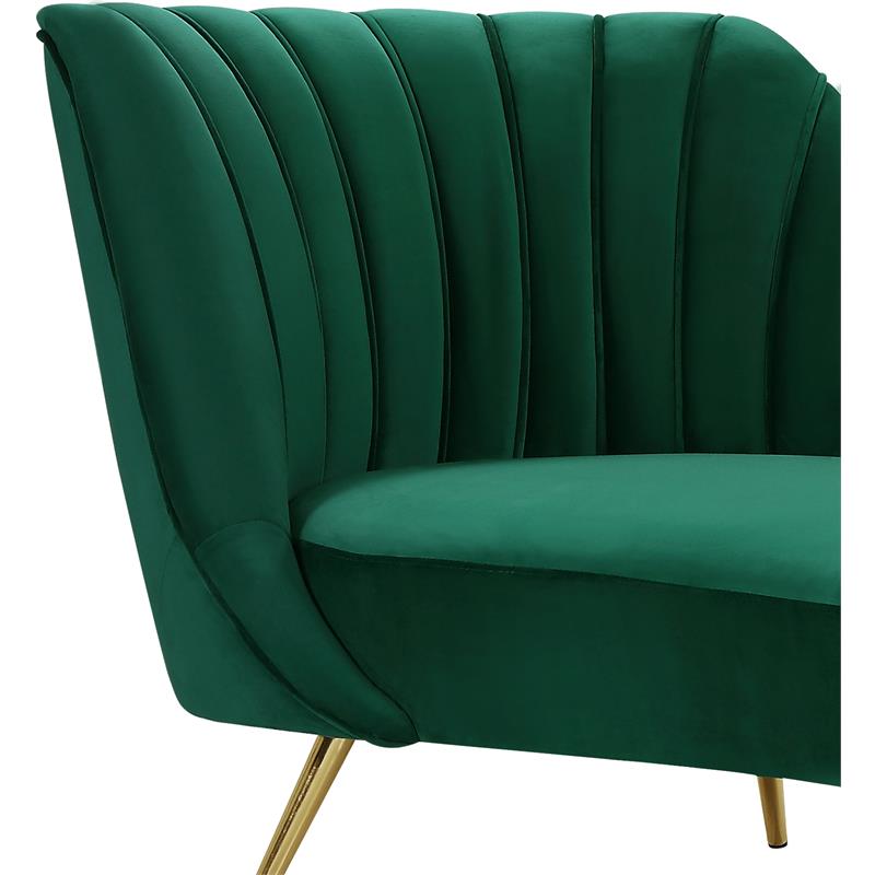Home Square 2-Piece Set with Accent Chair and Chaise in Green and Gold