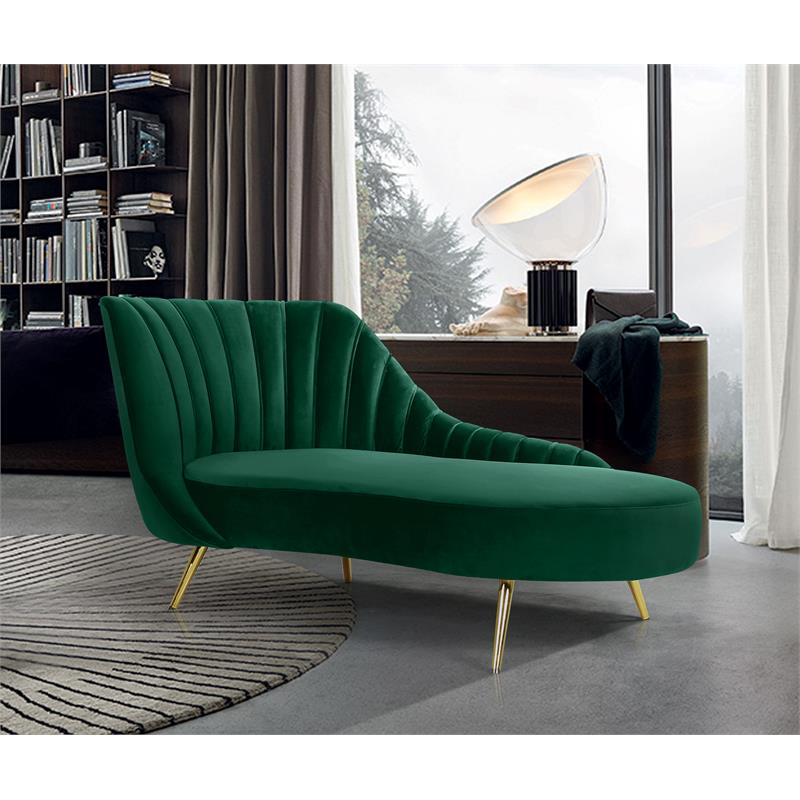 Home Square 2-Piece Set with Accent Chair and Chaise in Green and Gold