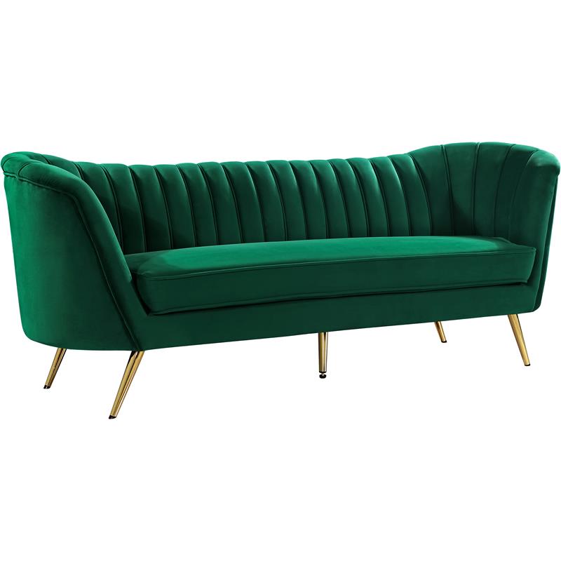 Home Square 2-Piece Set with Accent Chair and Sofa in Green and Gold