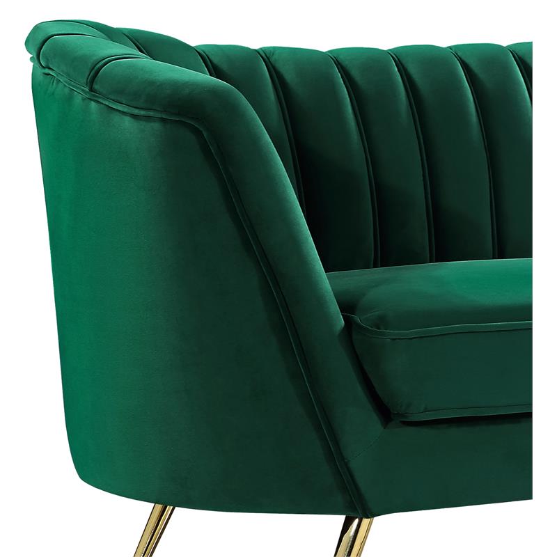 Home Square 2-Piece Set with Accent Chair and Sofa in Green and Gold