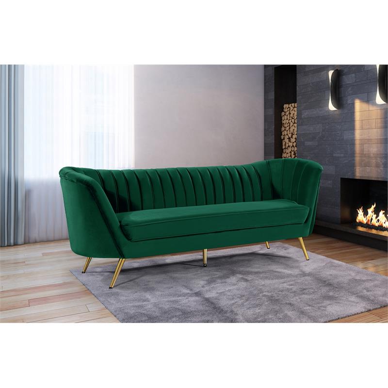 Home Square 2-Piece Set with Accent Chair and Sofa in Green and Gold