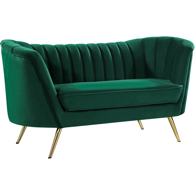Home Square 3-Piece Set with Accent Chair Chaise and Loveseat in Green and Gold