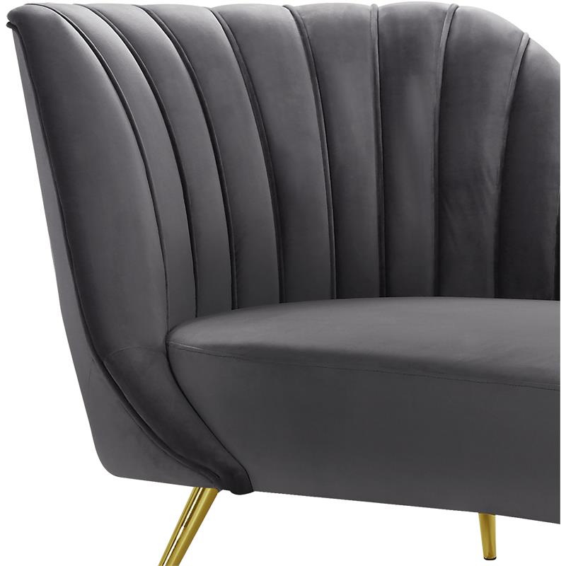 Home Square 2-Piece Furniture Set with Accent Chair & Chaise in Gray and Gold