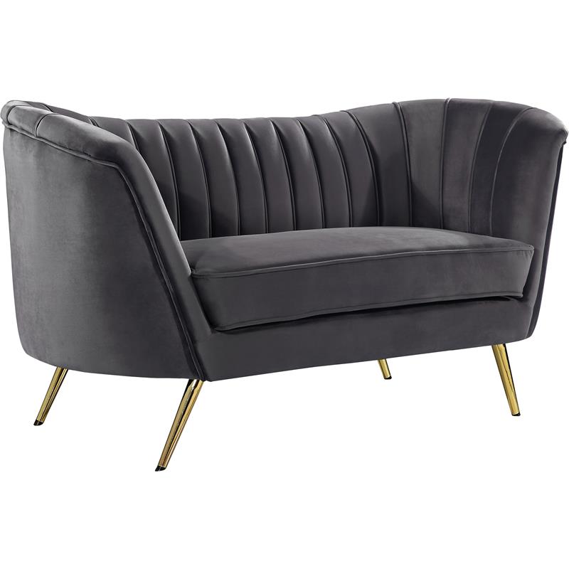 Home Square 2-Piece Set with Accent Chair and Loveseat in Gray and Gold