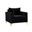 Home Square 2-Piece Set with Velvet Reversible Sectional & Accent Chair in Black