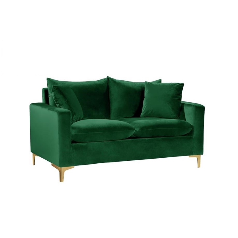 Home Square 2-Piece Set with Contemporary Velvet Loveseat and Sofa in Green