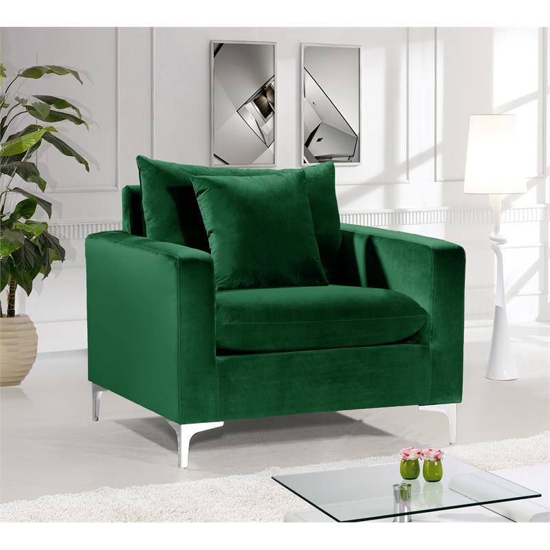 Home Square 2-Piece Furniture Set with Velvet Accent Chair and Sofa in Green