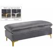 Home Square 2-Piece Set with Velvet Reversible Sectional and Ottoman in Gray