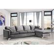 Home Square 2-Piece Set with Velvet Reversible Sectional and Ottoman in Gray