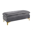 Home Square 2-Piece Set with Velvet Reversible Sectional and Ottoman in Gray
