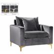 Home Square 2-Piece Set with Velvet Reversible Sectional & Accent Chair in Gray